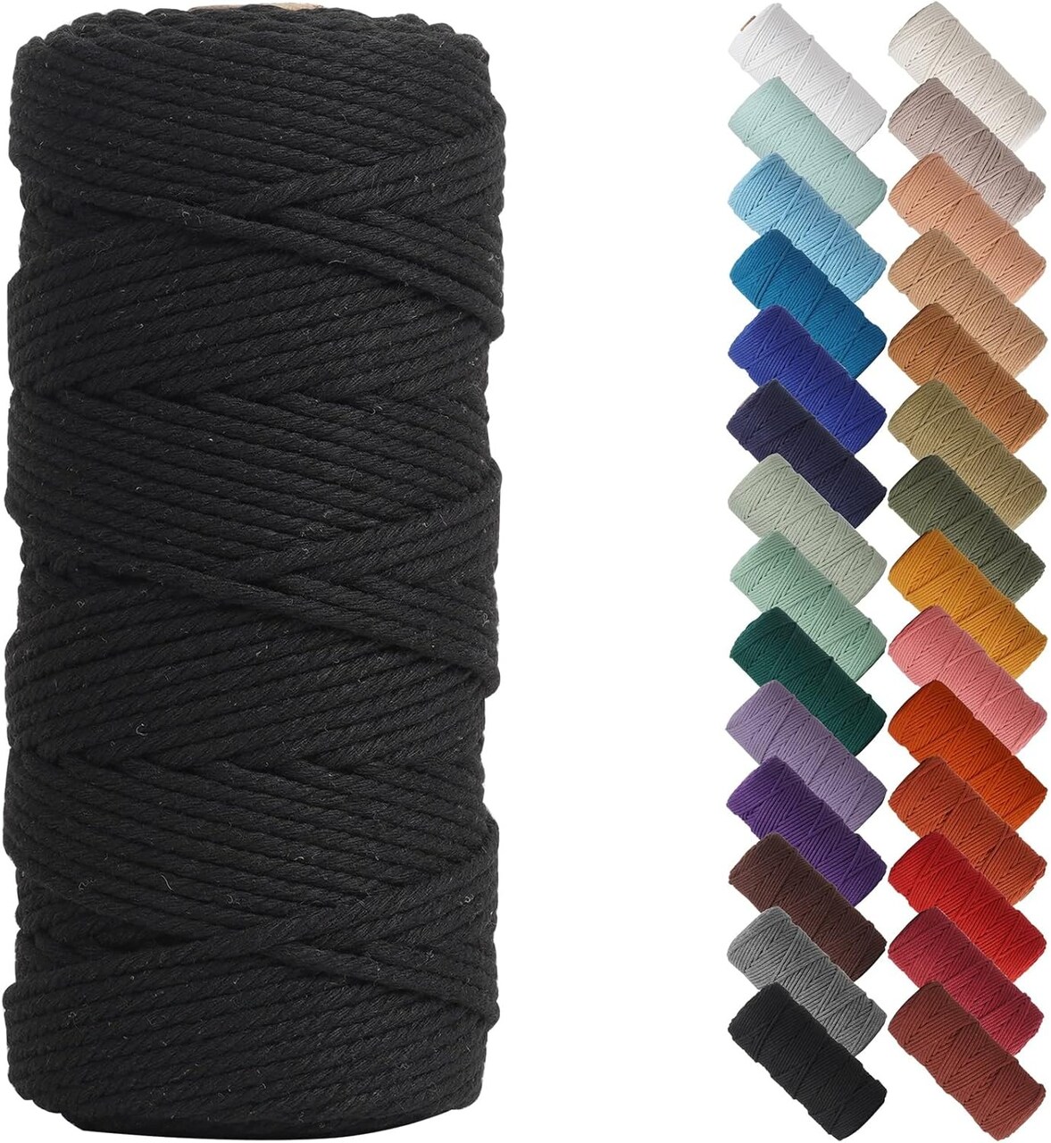 3mm x 109 Yards Natural Macrame Cord, Beige Cotton Rope for Wall Hangings, Plant Hangers, DIY Crafts & Knitting